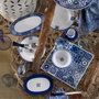 Hermia Vajilla de Porcelana de 24 Piezas en Azul Marino y Turquesa